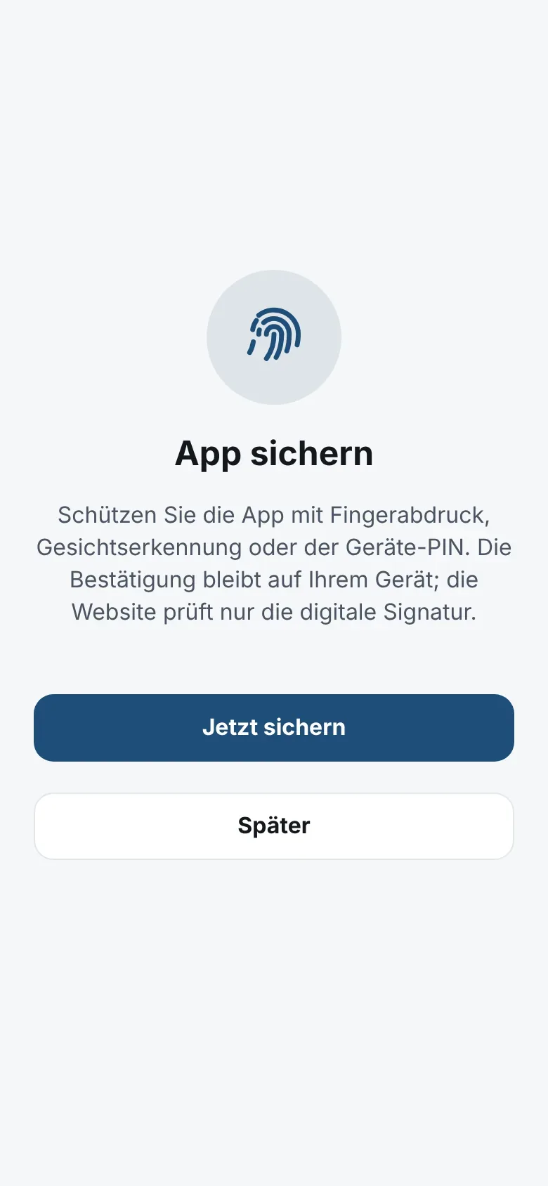 Mit Fingerabdruck sichern