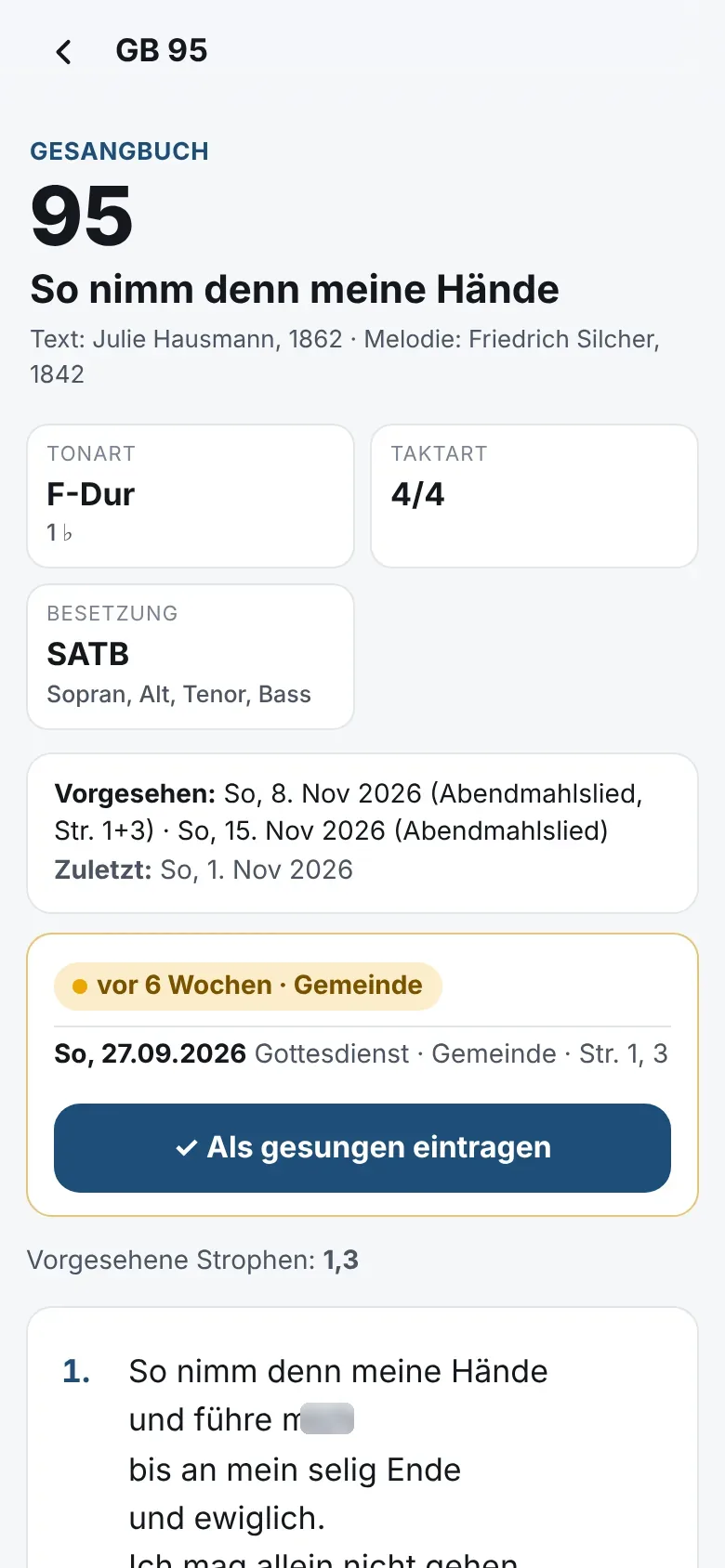 Das Lied auf einen Blick
