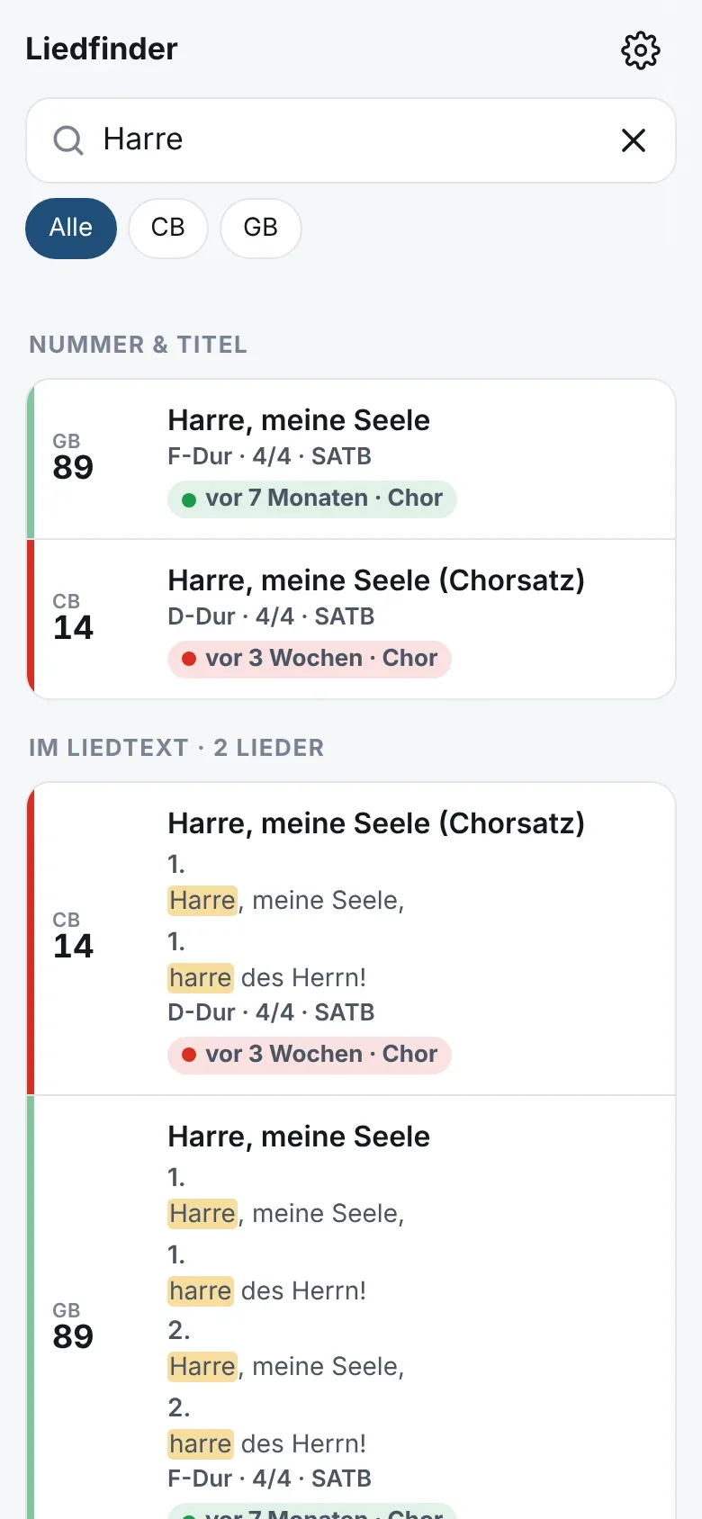 Titelanfang: „Harre“