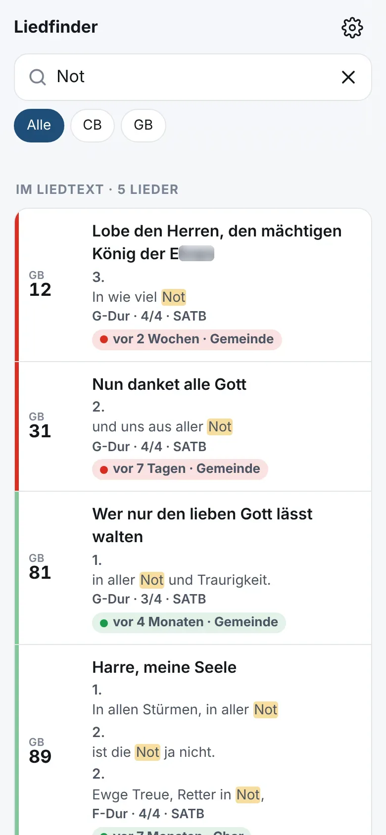 Suche „Not“
