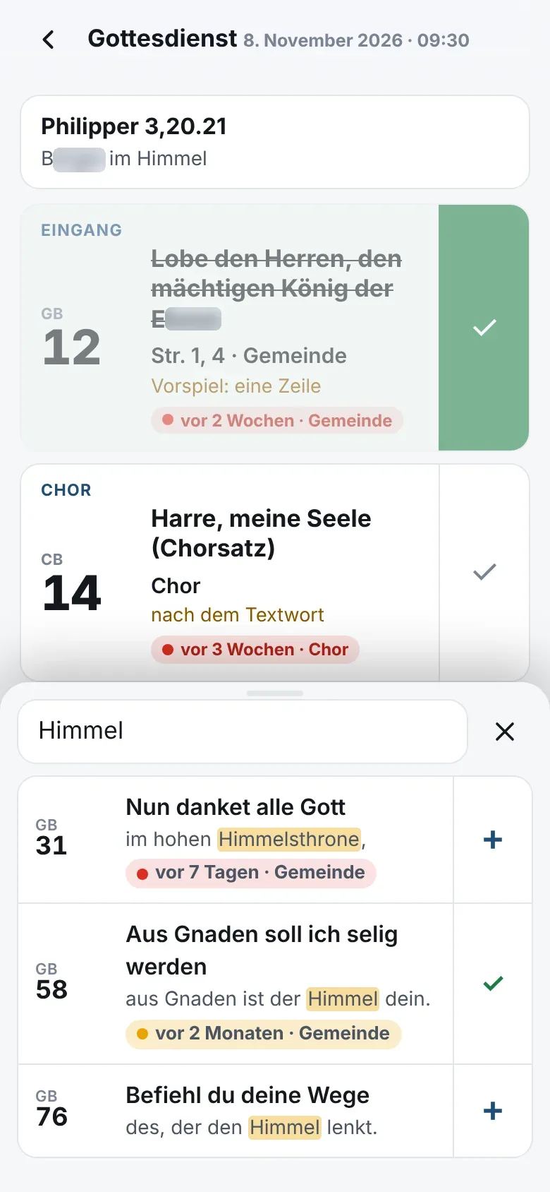 Schlagwort Himmel: passende Lieder im Auswahlfenster