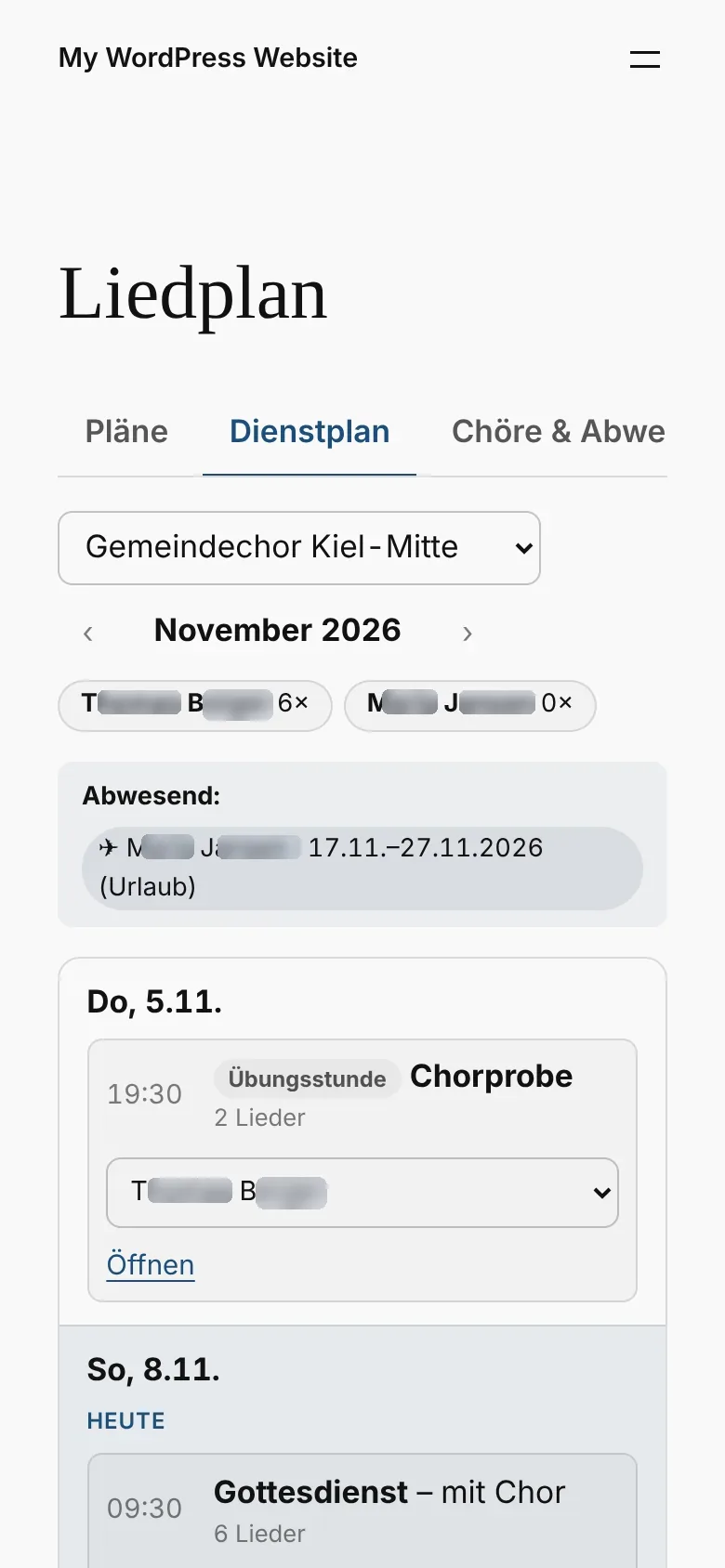 Dienstplan auf dem Handy