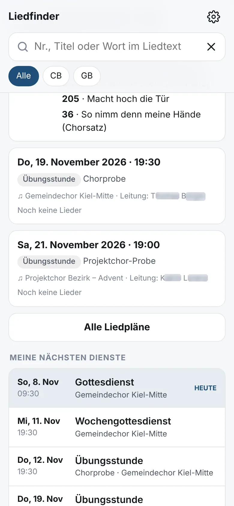 Meine nächsten Dienste