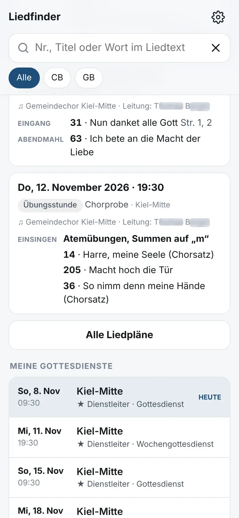 Meine Gottesdienste