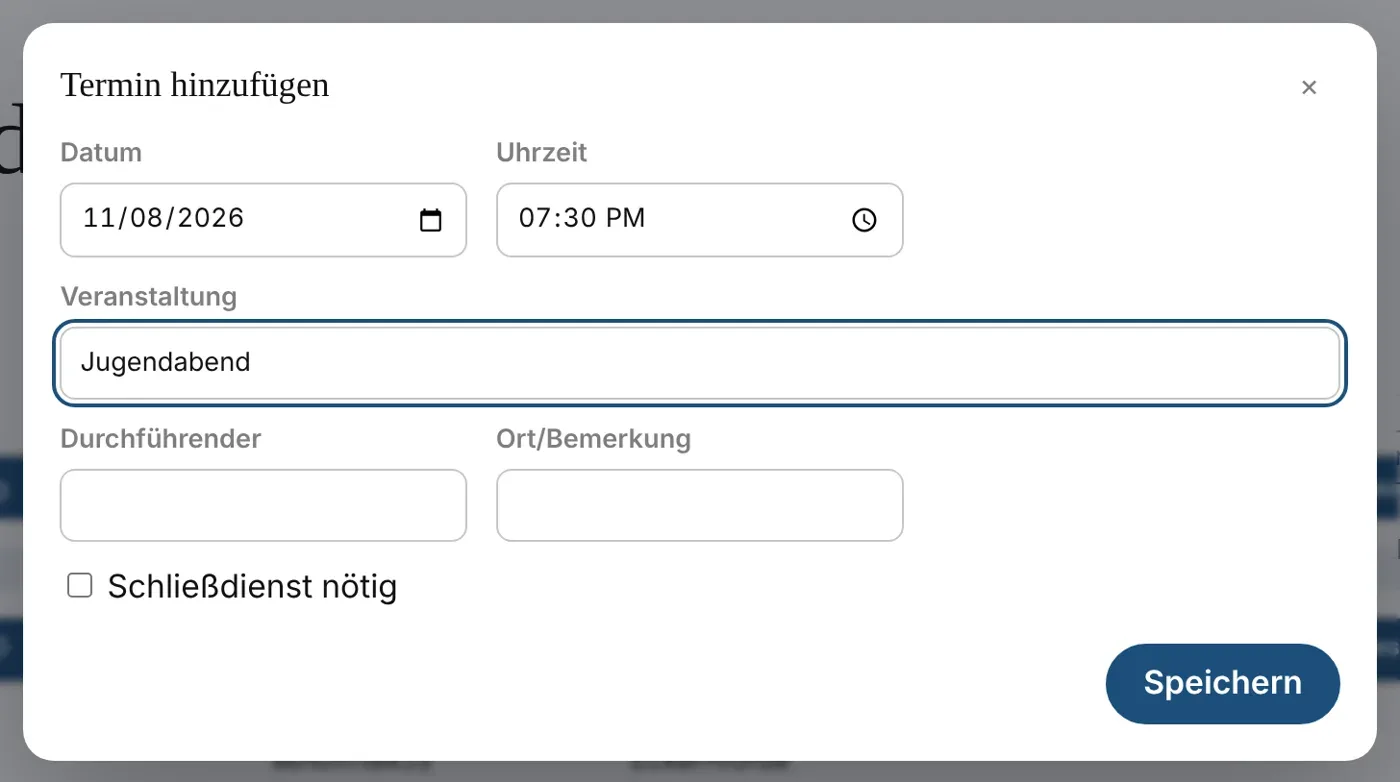 Eigenen Termin hinzufügen